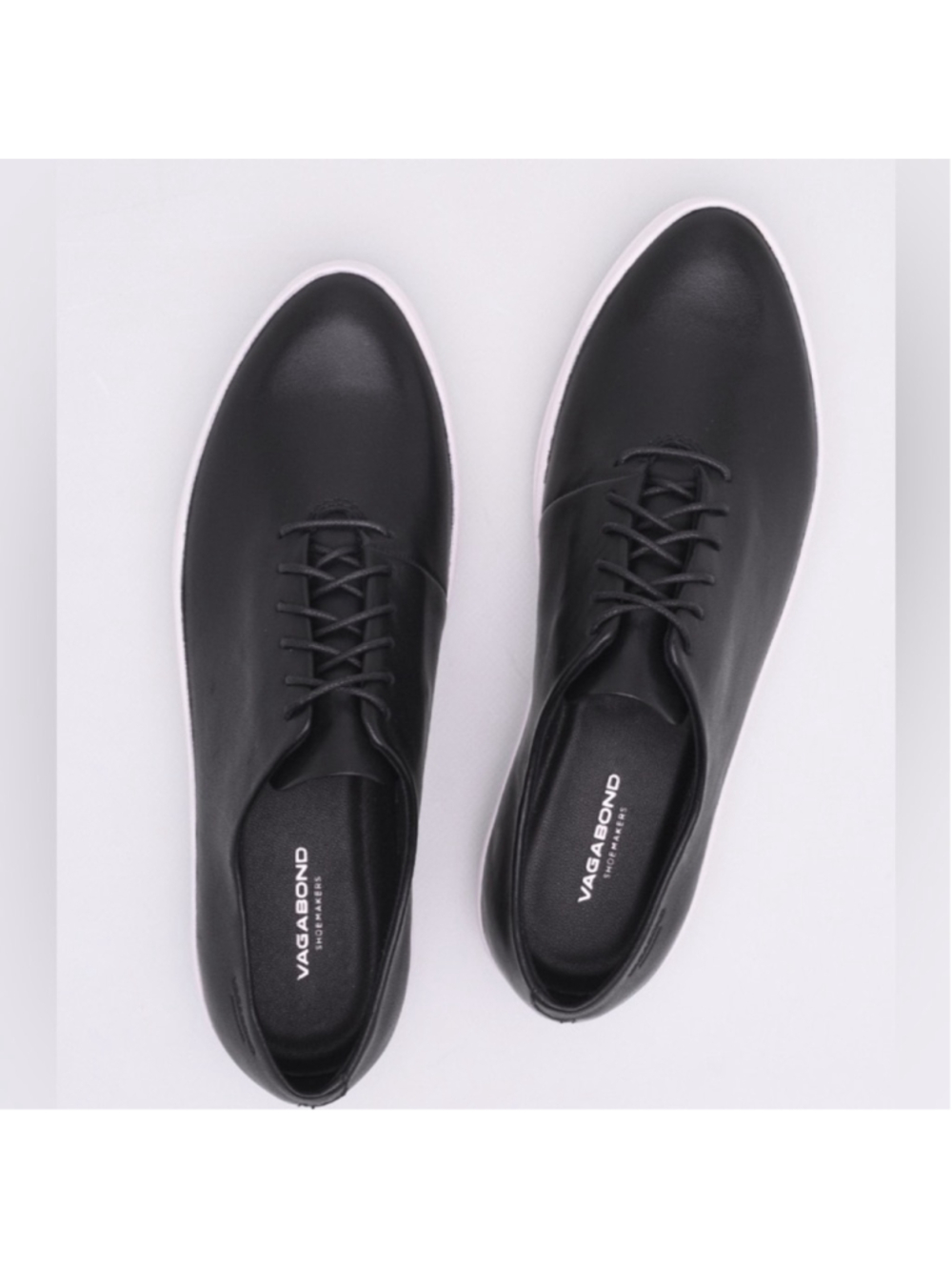 Vagabond Camille Sneakers in Black Leather Almond Shape Toes Size 39 VGUC